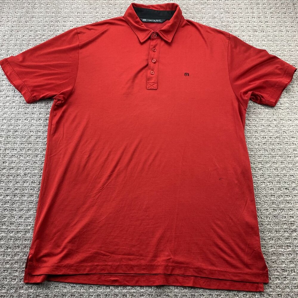 Travis Mathew Golf Shirt Men Extra Large XL Red Embroidered Logo Activewear